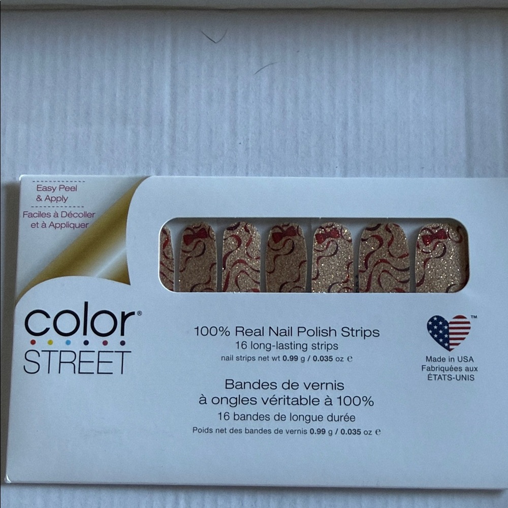 Color Street Glittery Red and Gold Nail Strips